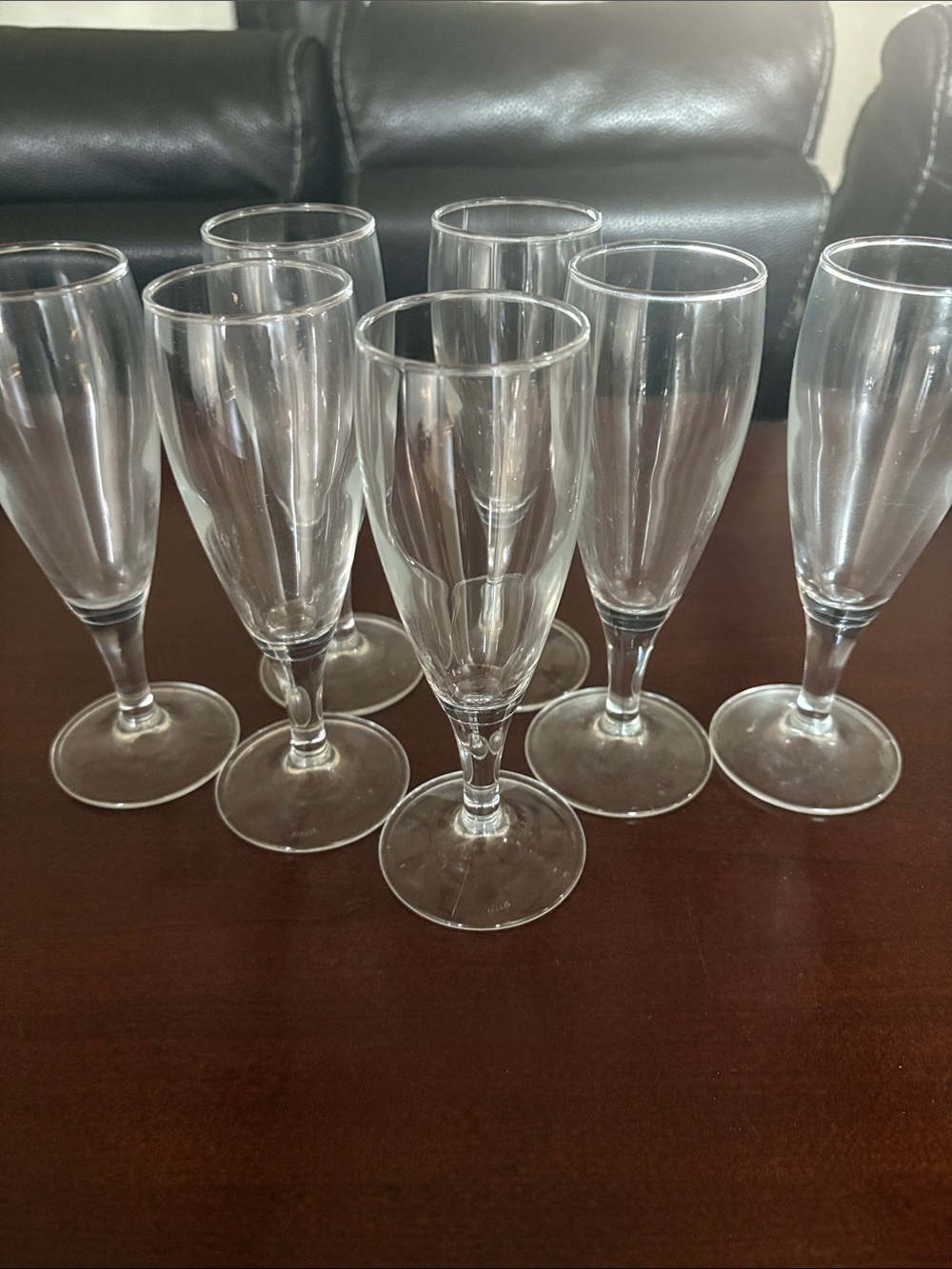Clear Glass Champagne Flutes - Set of 7 never used !!